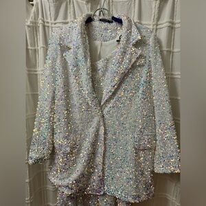 Nasty Gal Glittery Sparkle women’s blazer and Pant Set